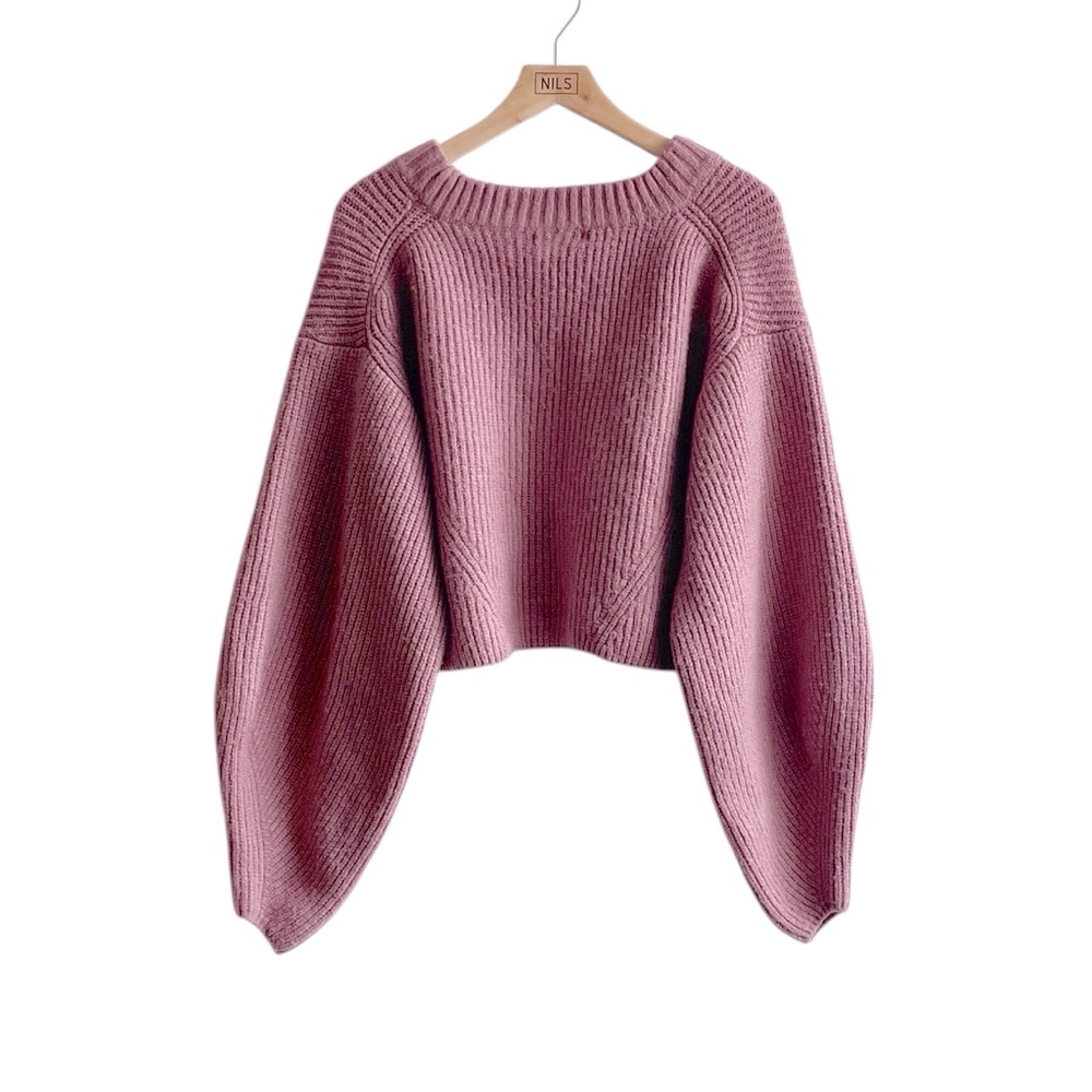 Urban Outfitters pink crop crewneck sweater with puff sleeves size L Large - Picture 3 of 10